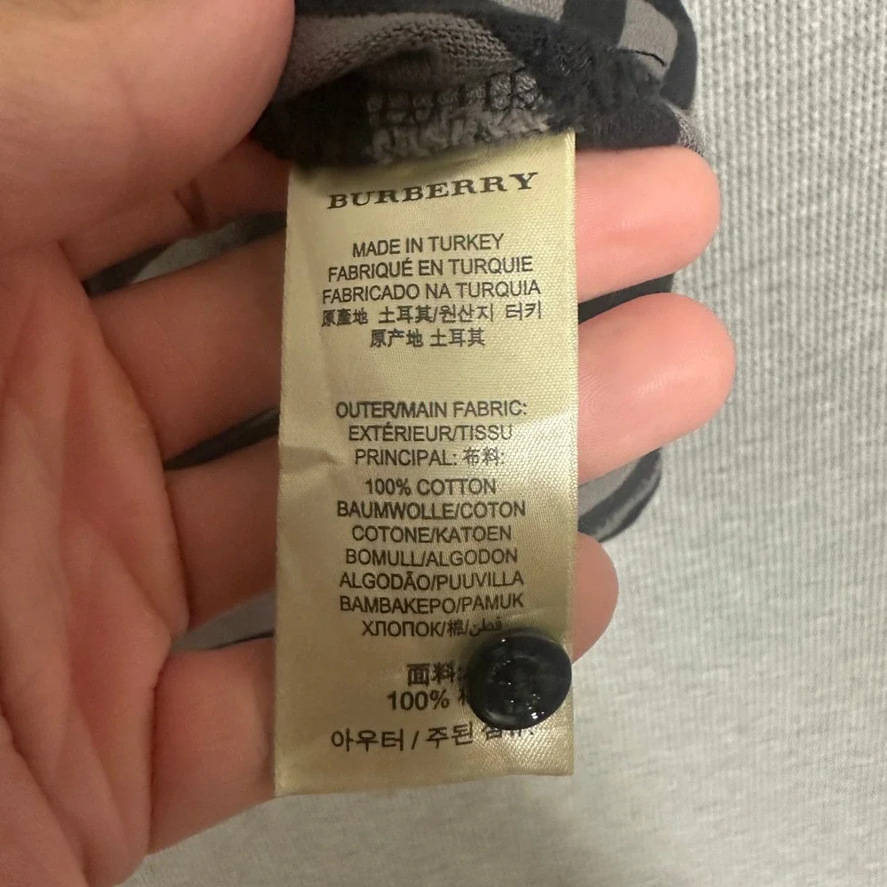 Burberry Brit Gray Black Striped Short Sleeve Polo Shirt Mens Size XXL